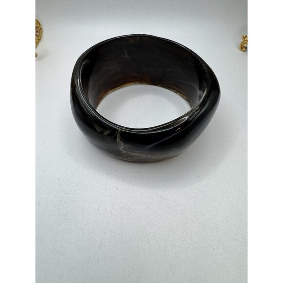 Bracelet Vintage Geometric Chunky Resin Acrylic Irregular Bangle Brown - Picture 7 of 9